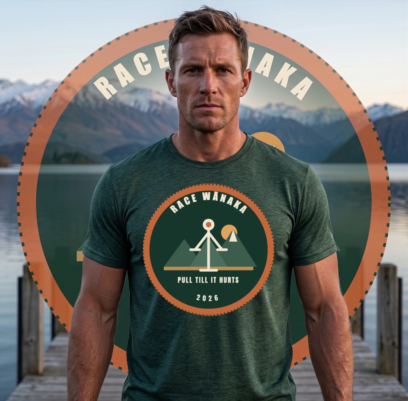 The green tee, worn on the jetty at the lake